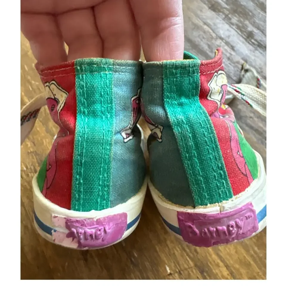 Barney 1993 Canvas Sneakers Shoes Size 5 Unisex the Lyons Group Colorblock